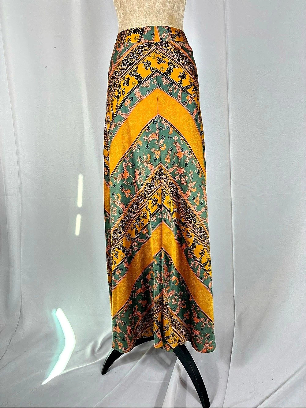 Free People Printed Maxi Skirt Green & Yellow Size 12 NWT